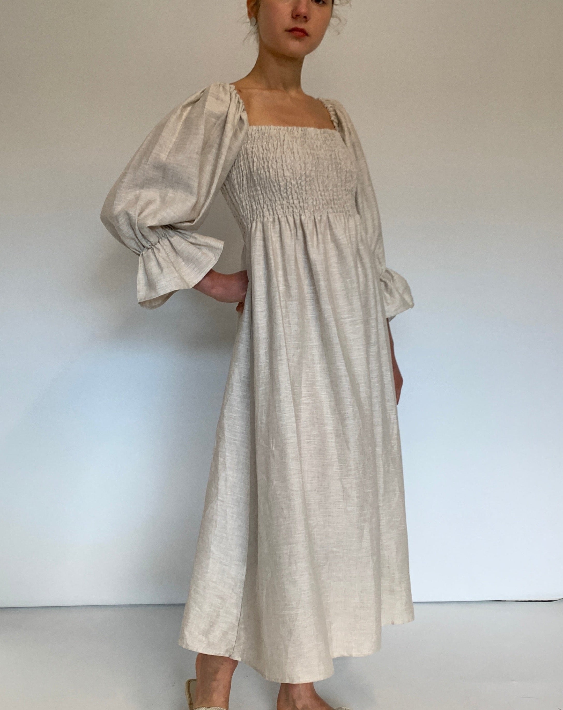 Smocked Bodice Midi Dress