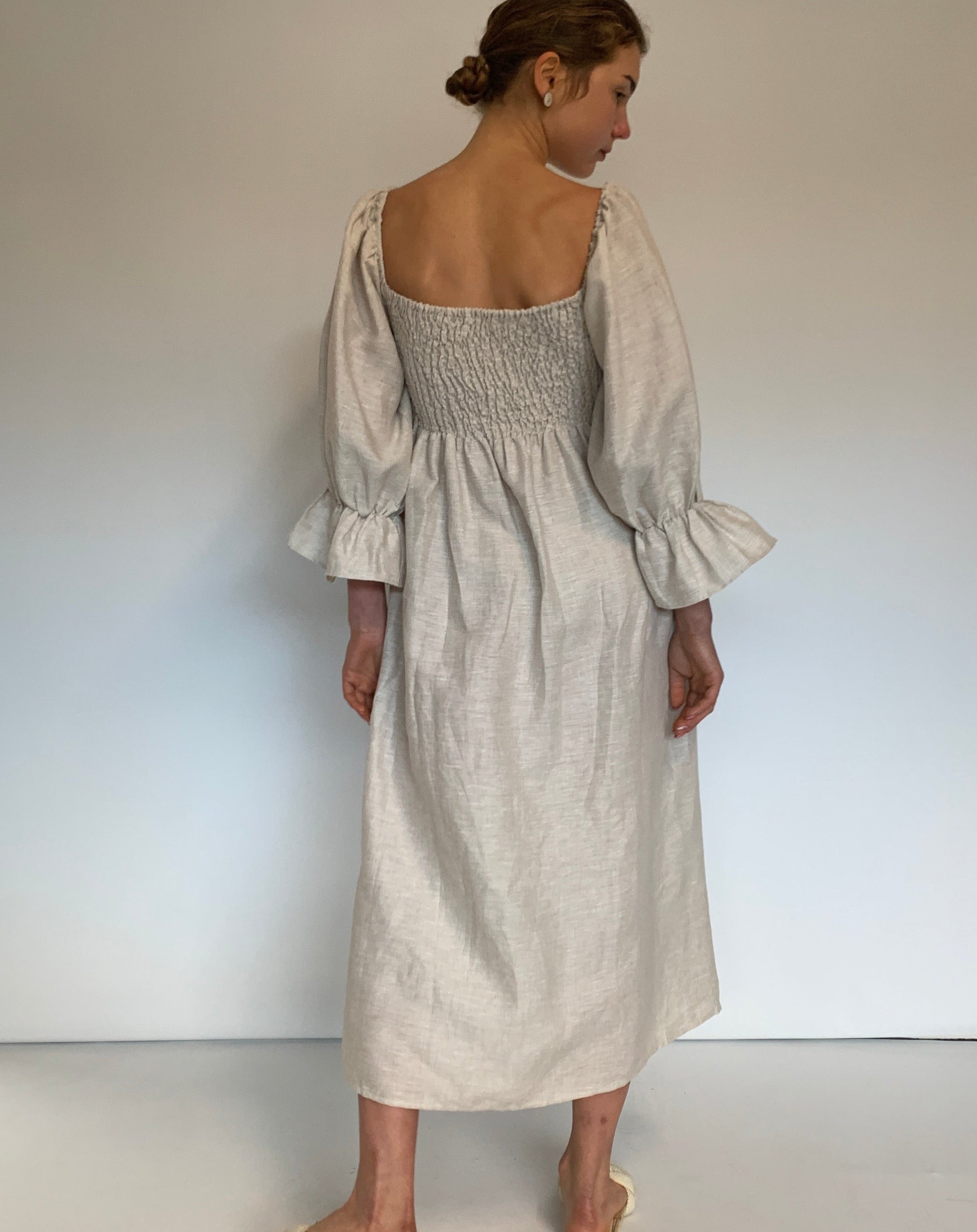 Smocked Bodice Midi Dress