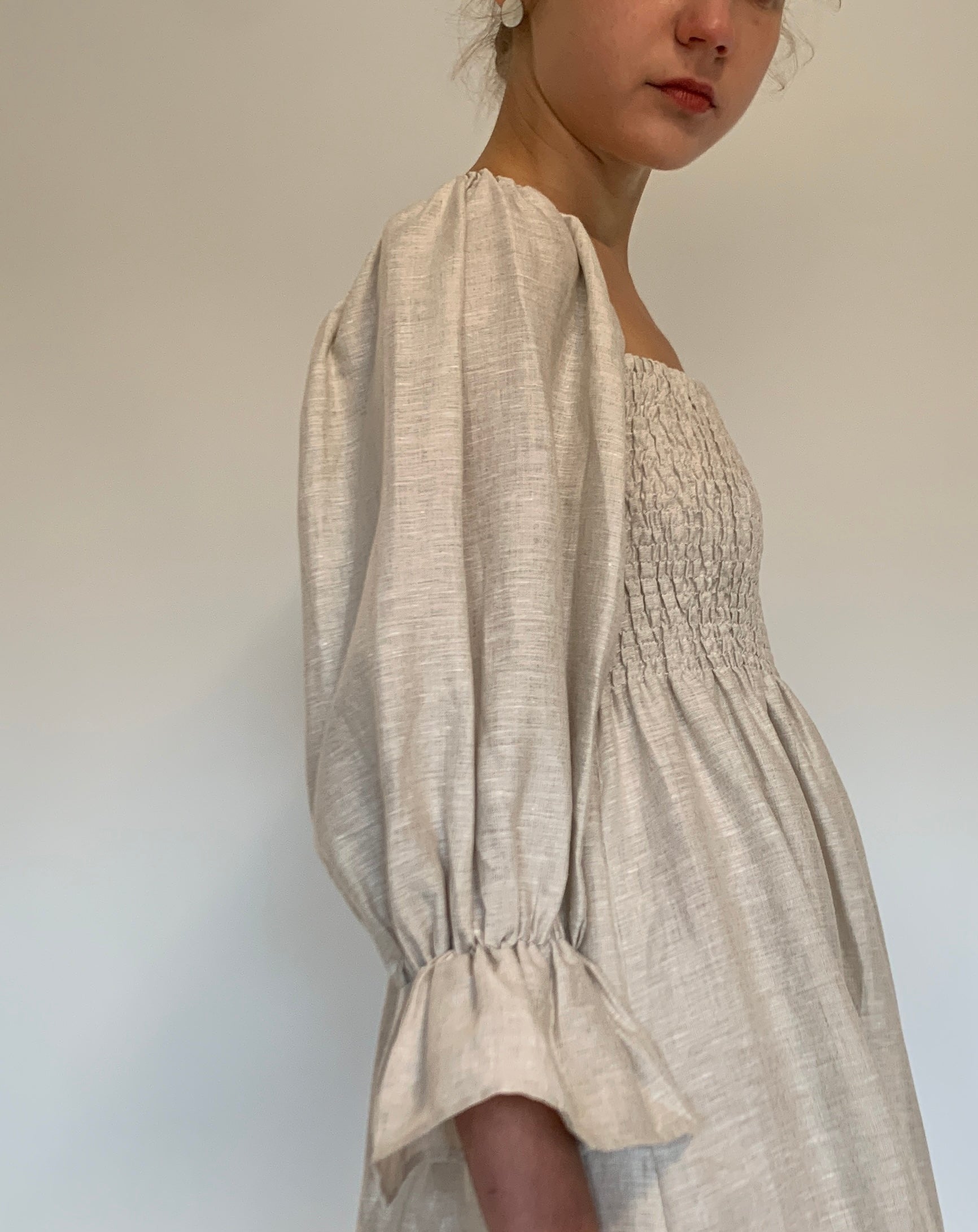 Smocked Bodice Midi Dress