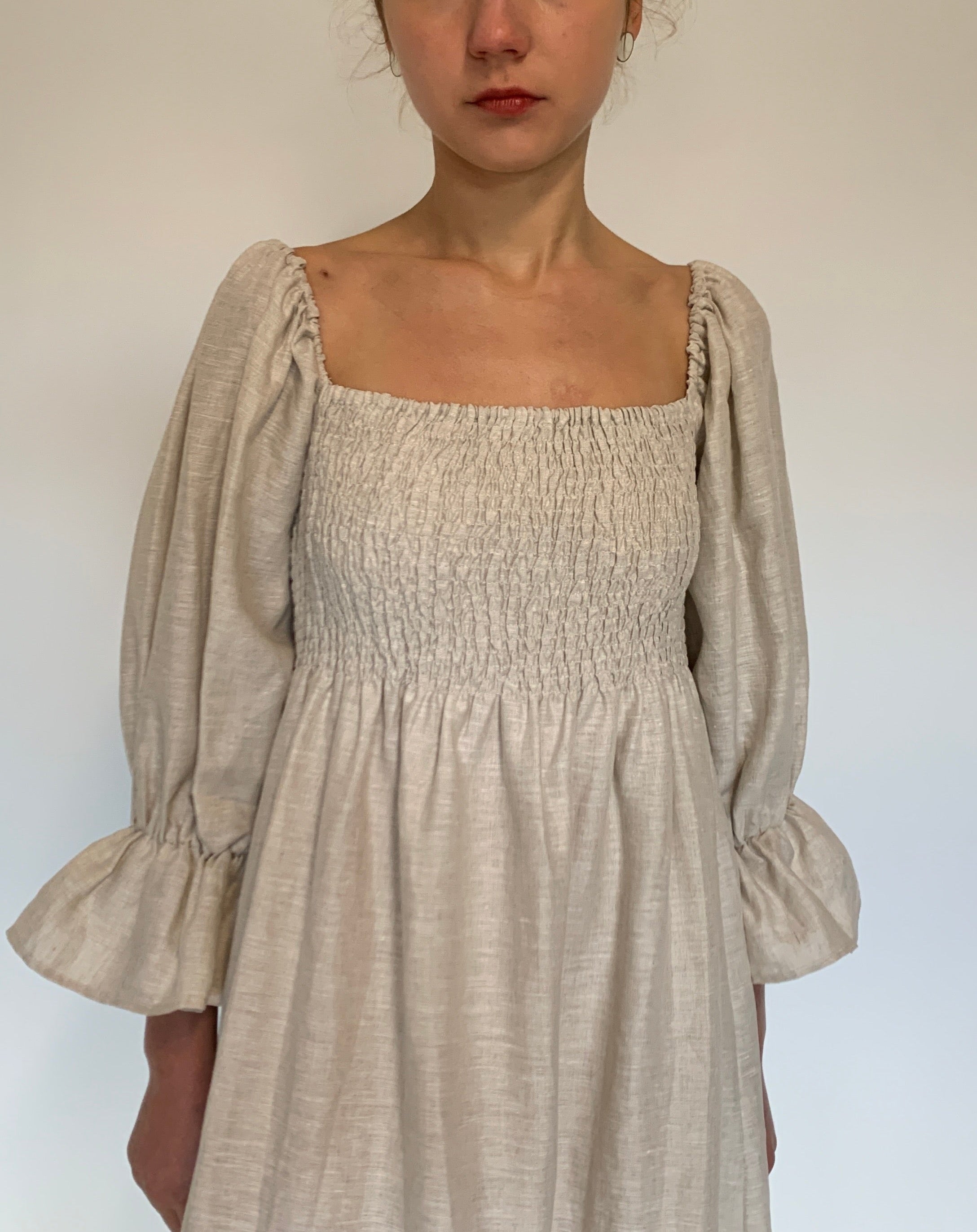 Smocked Bodice Midi Dress