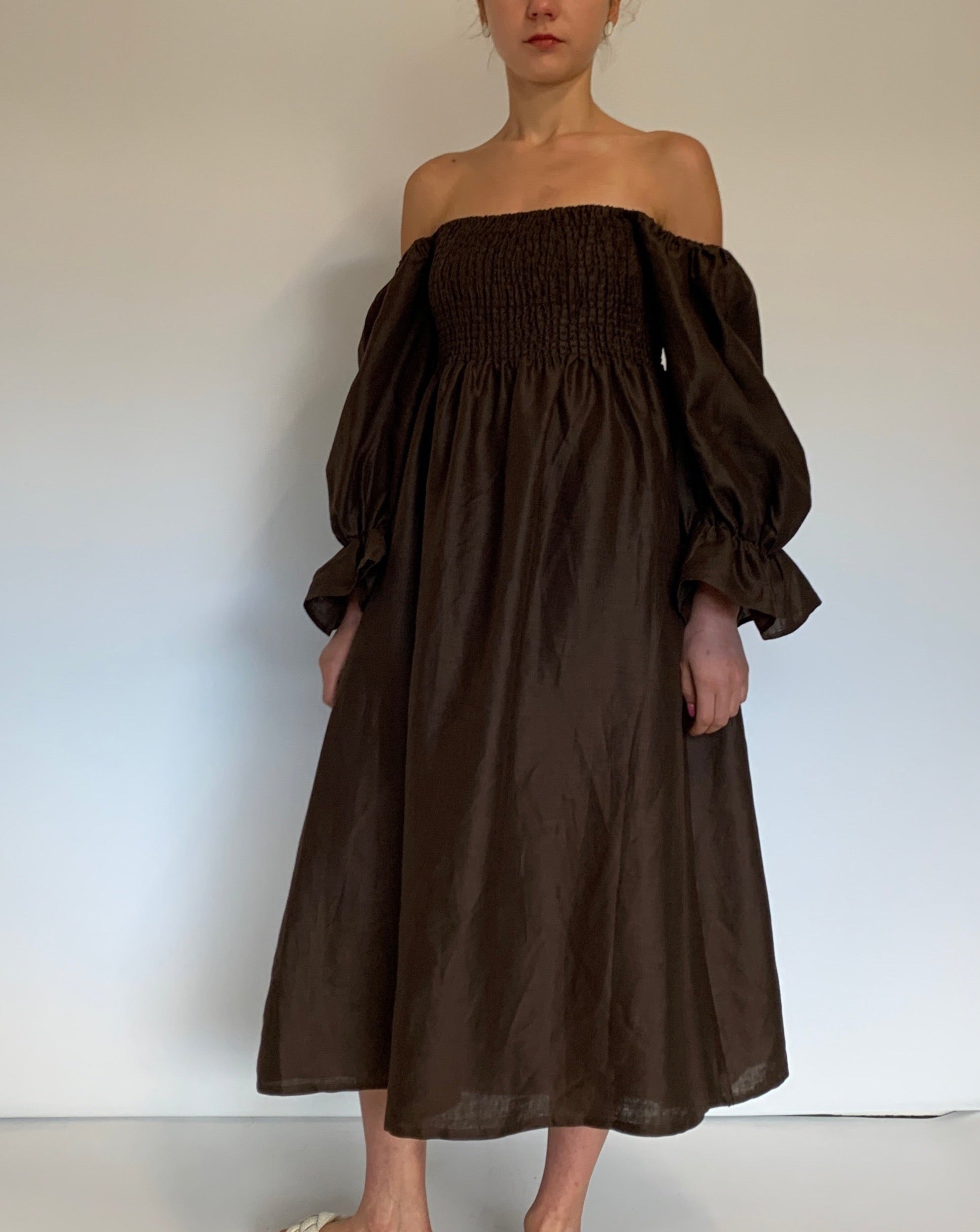 Smocked Bodice Midi Dress