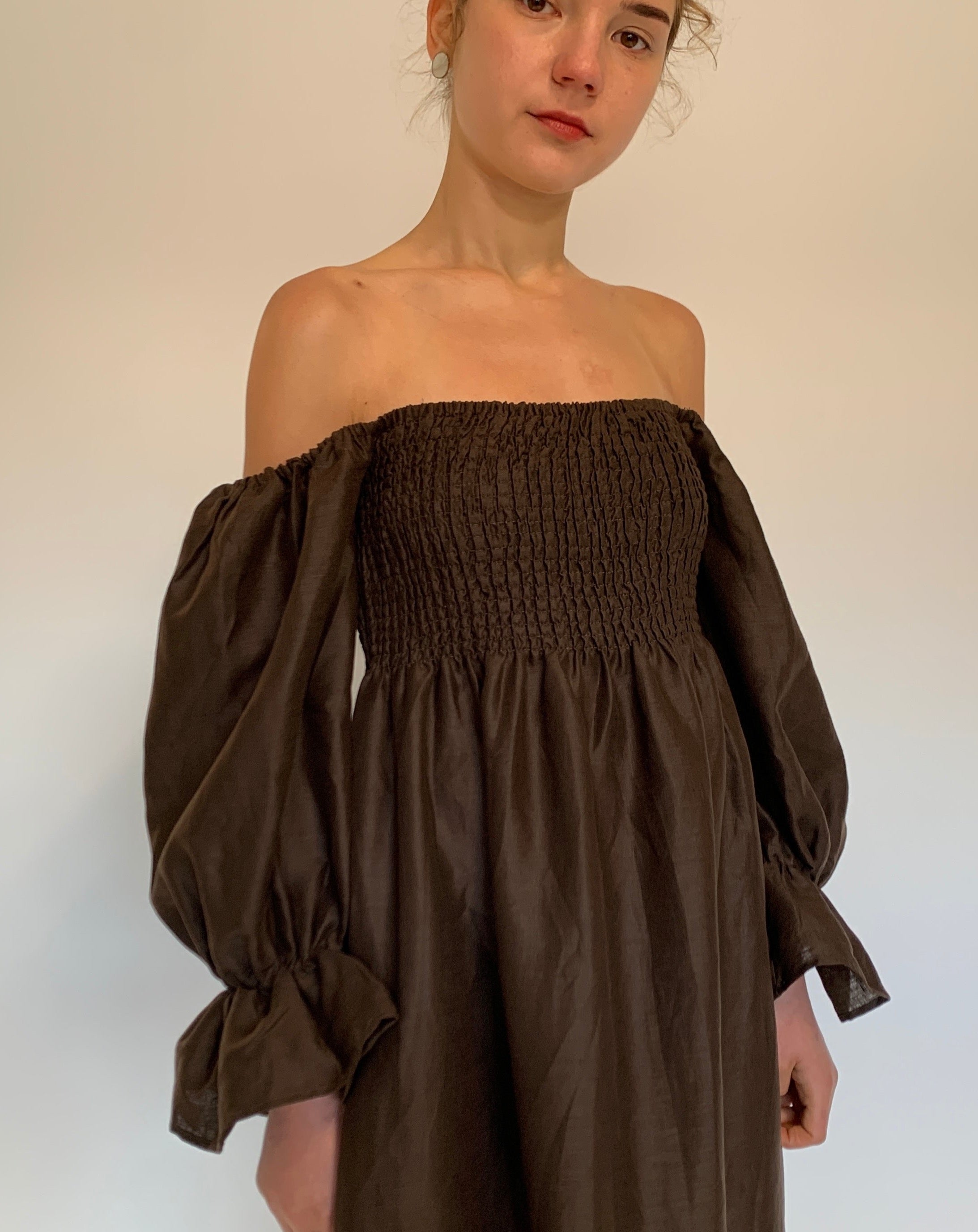 Smocked Bodice Midi Dress