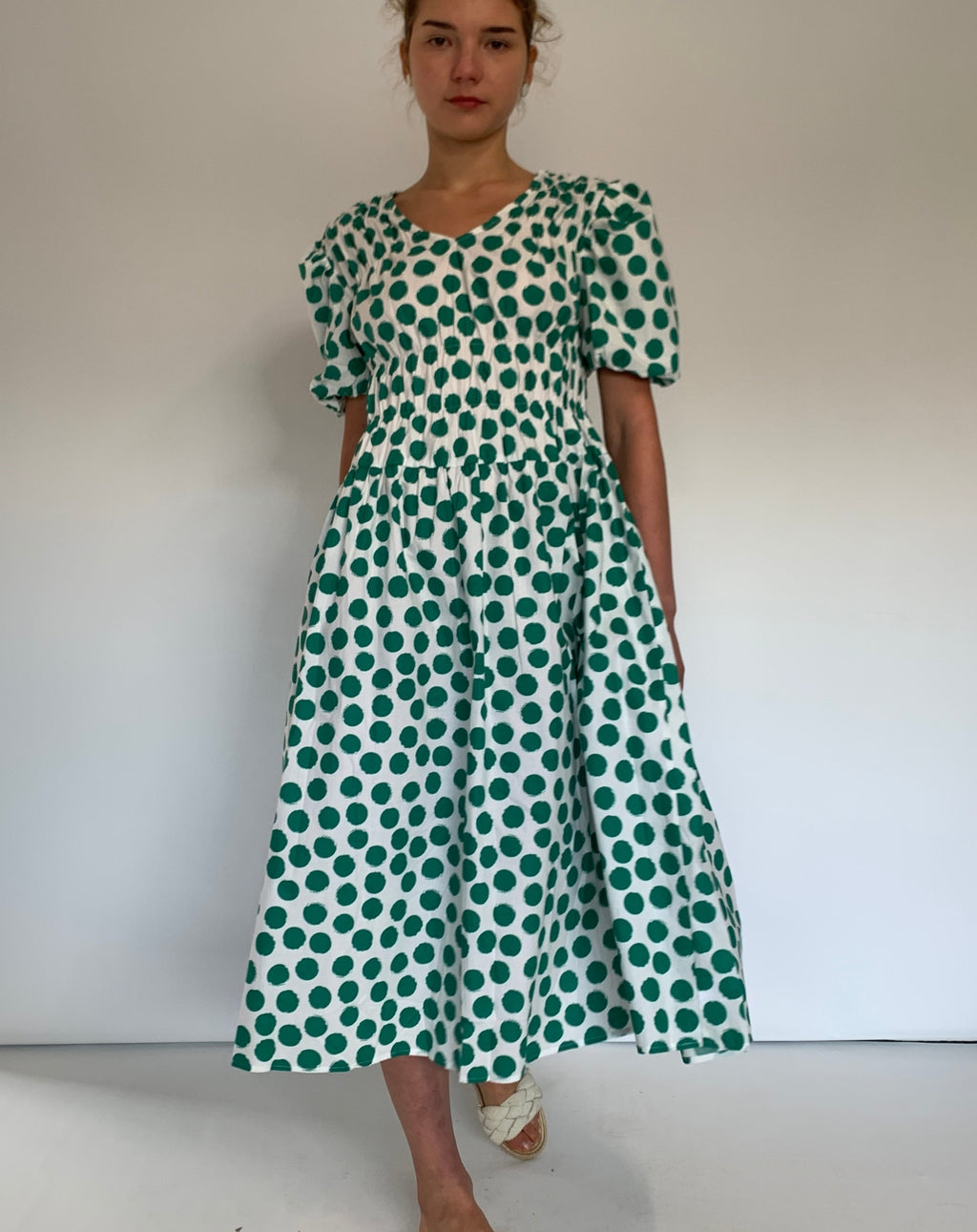 Shirred Midi Dress