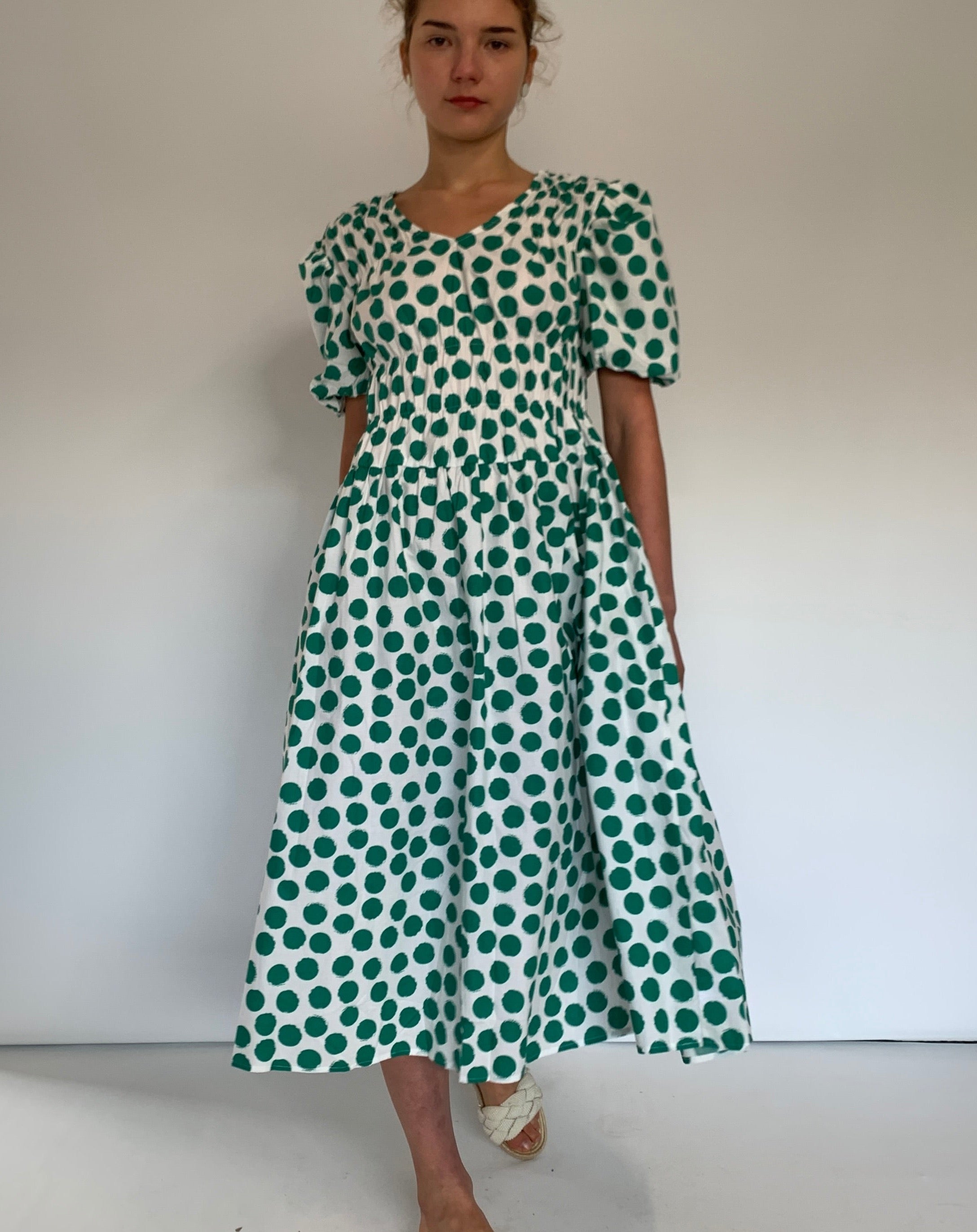Shirred Midi Dress