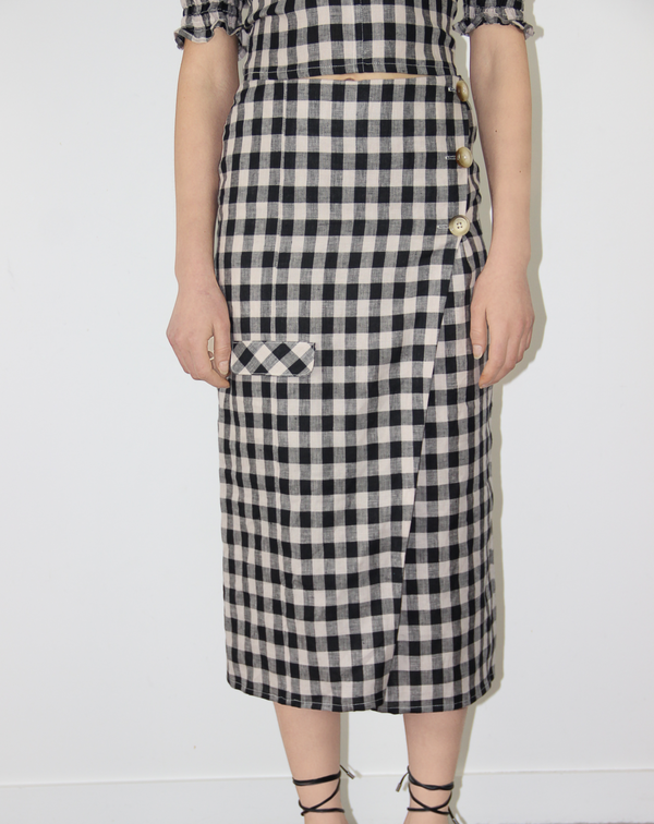 BEIINGLIN-Asymmetric Wrap Midi Skirt
